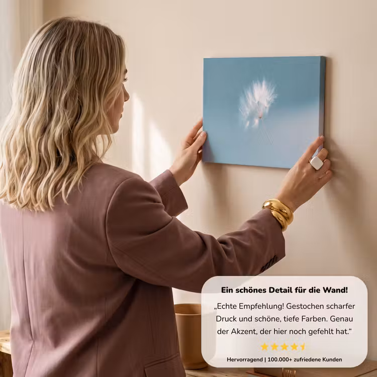 Paardenbloempluisje - Blauw - Lucht canvas 2cm klein -sfeer3