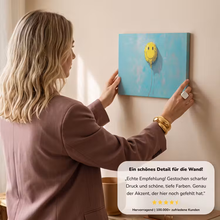 Ballon - Geel - Smiley canvas 2cm klein -Xsfeer7_DE