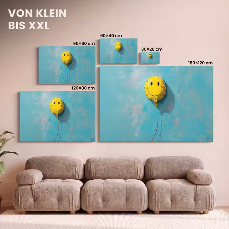 Ballon - Geel - Smiley canvas 2cm klein -Xsfeer8_DE