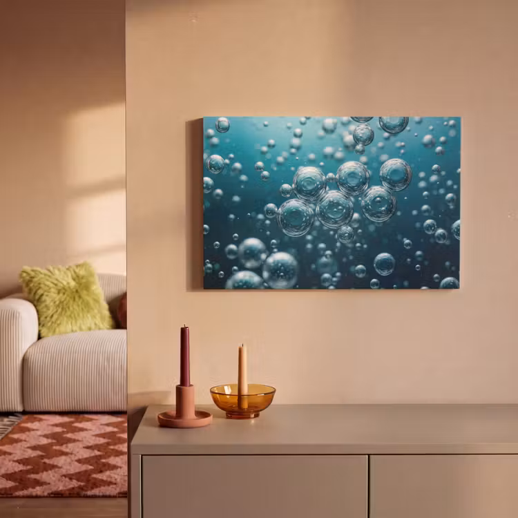 Luchtbellen - Dynamisch - Blauw canvas 2cm klein -sfeer1