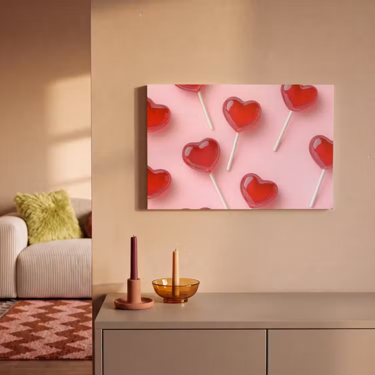 Lollies - Hartjes - Roze canvas 2cm klein -sfeer1