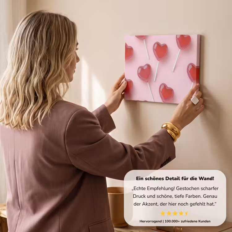 Lollies - Hartjes - Roze canvas 2cm klein -sfeer3
