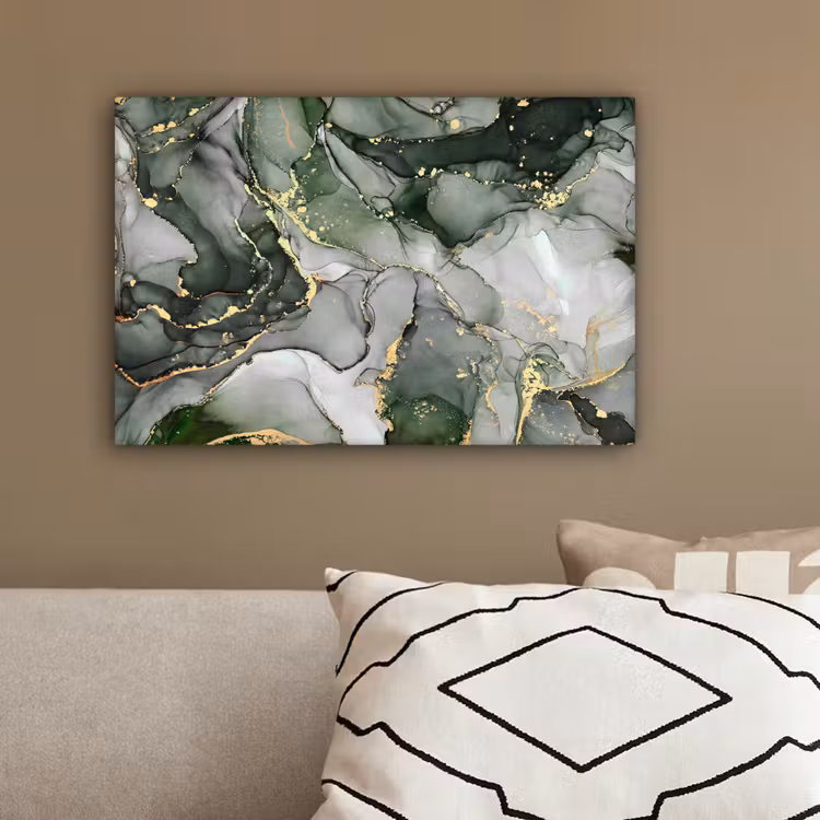Luxe - Marmer - Groen canvas 2cm klein -sfeer3