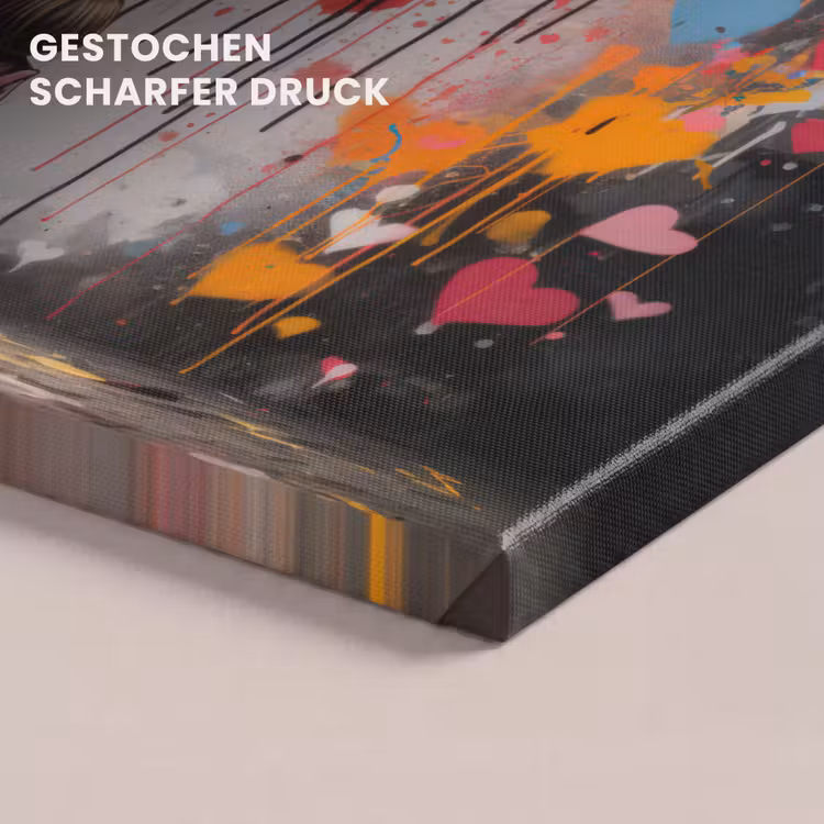 Meisje - Hart - Graffiti - Kunst - Kleuren - Rood canvas 2cm klein -uniquesellingpoint_afwerking-onlywow_DE