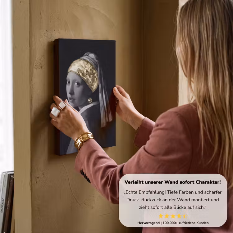 Meisje met de parel - Johannes Vermeer - Goud canvas 2cm klein -Xsfeer7_DE
