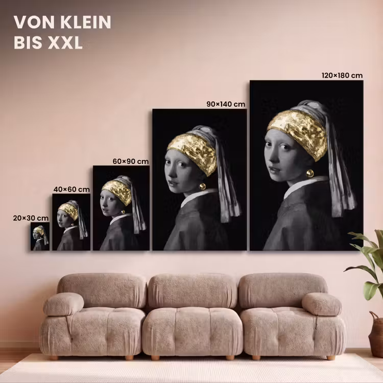 Meisje met de parel - Johannes Vermeer - Goud canvas 2cm klein -Xsfeer8_DE