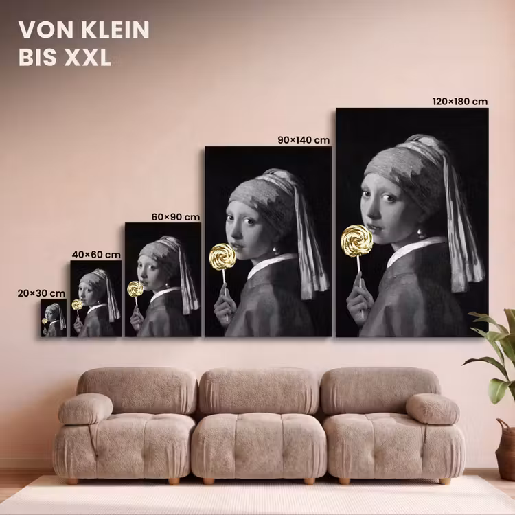 Meisje met de parel - Johannes Vermeer - Lolly - Goud canvas 2cm klein -Xsfeer8_DE