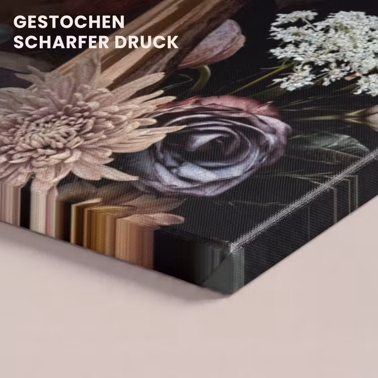 Meisje met de parel - Bloemen - Vermeer - Pastel - Kunstwerk - Schilderij - Oude meesters canvas 2cm klein -closeup_print_DE