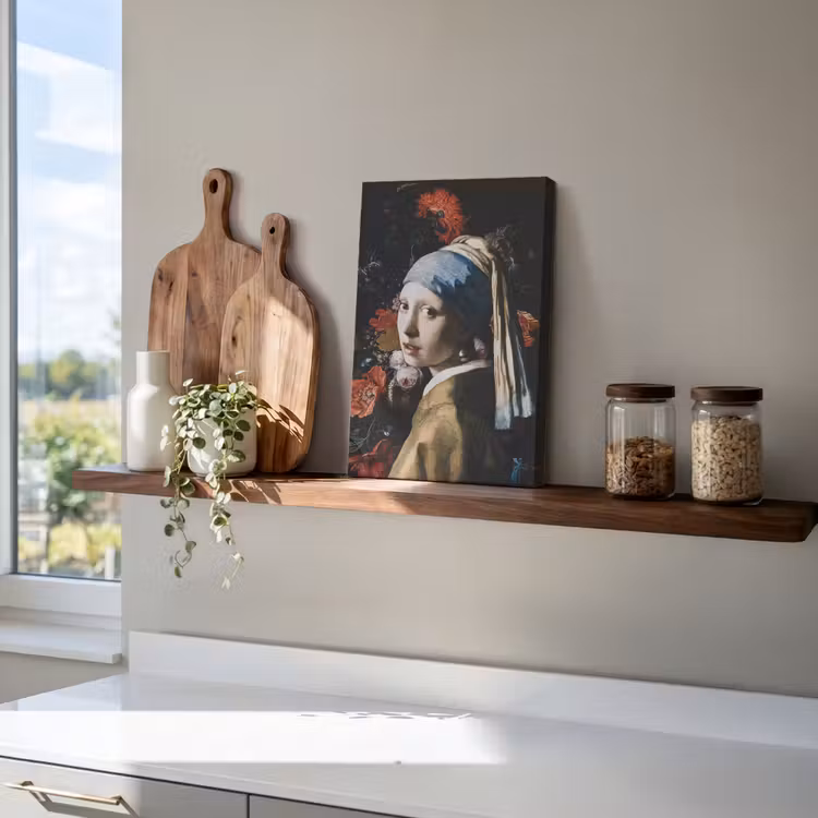 Meisje met de parel - Johannes Vermeer - Bloemen - Rood canvas 2cm klein -atmosphere_sfeer3_global