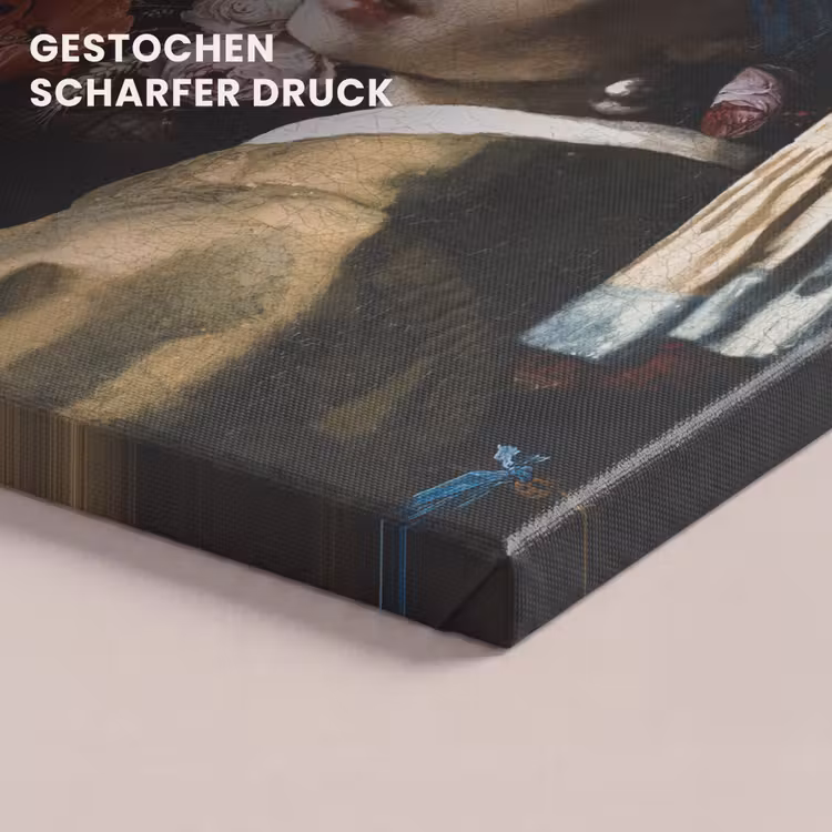 Meisje met de parel - Johannes Vermeer - Bloemen - Rood canvas 2cm klein -closeup_print_DE