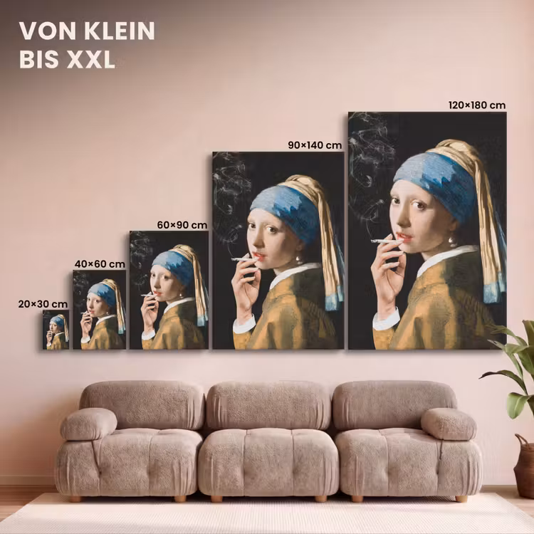 Meisje met de parel - Johannes Vermeer - Sigaretten canvas 2cm klein -Xsfeer8_DE