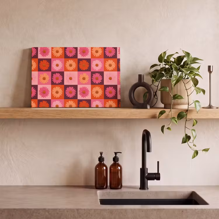 Madeliefjes - Dambord - Retro - Roze - Oranje canvas 2cm klein 34 -sfeer6