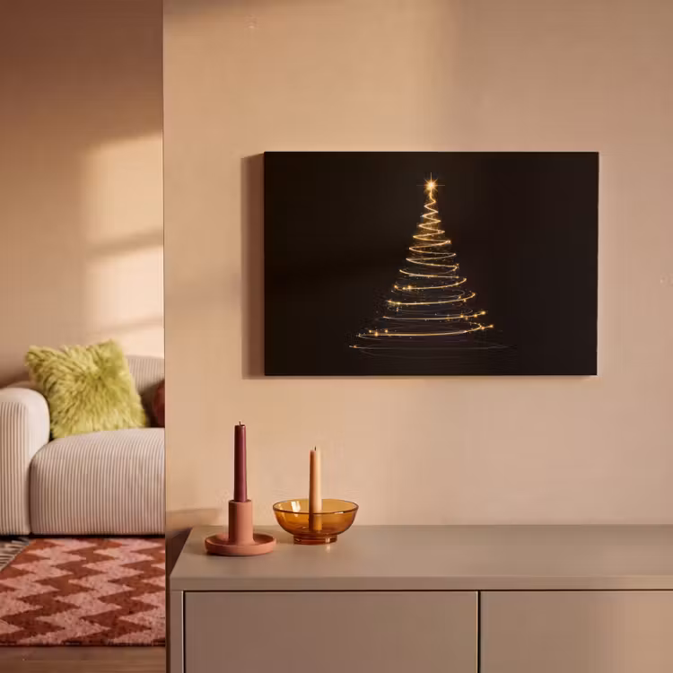 Magisch - Kerstboom - Lichtspiralen - Zwart canvas 2cm klein -sfeer1