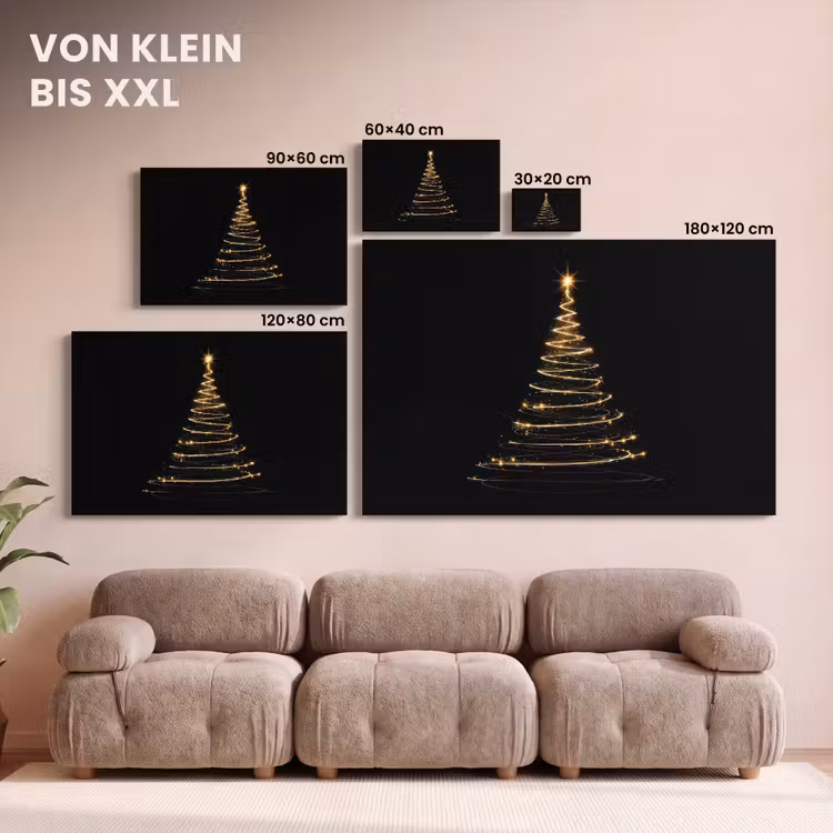 Magisch - Kerstboom - Lichtspiralen - Zwart canvas 2cm klein -Xsfeer8_DE