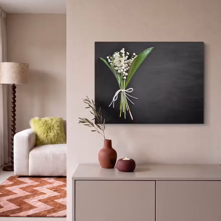 Lelietjes van dalen - Bloemen - Stilleven - Strik canvas 2cm klein -sfeer1