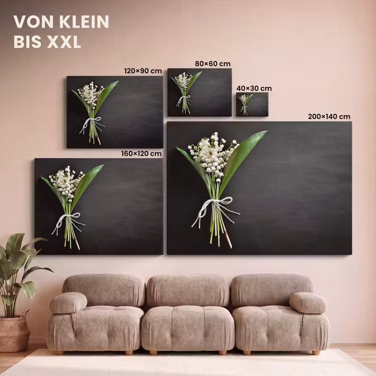 Lelietjes van dalen - Bloemen - Stilleven - Strik canvas 2cm klein -Xsfeer8_DE