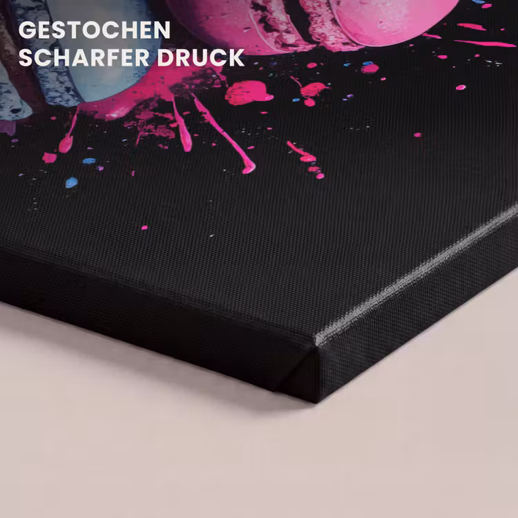 Macarons - Dessert - Graffiti - Kleurrijk - Roze - Blauw - Geel canvas 2cm klein -closeup_print_DE