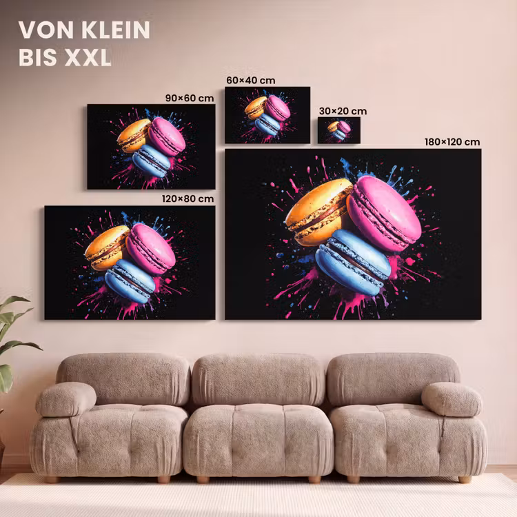 Macarons - Dessert - Graffiti - Kleurrijk - Roze - Blauw - Geel canvas 2cm klein -Xsfeer8_DE