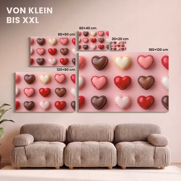Macarons - Hartjes - Kleurrijk - Roze canvas 2cm klein -Xsfeer8_DE