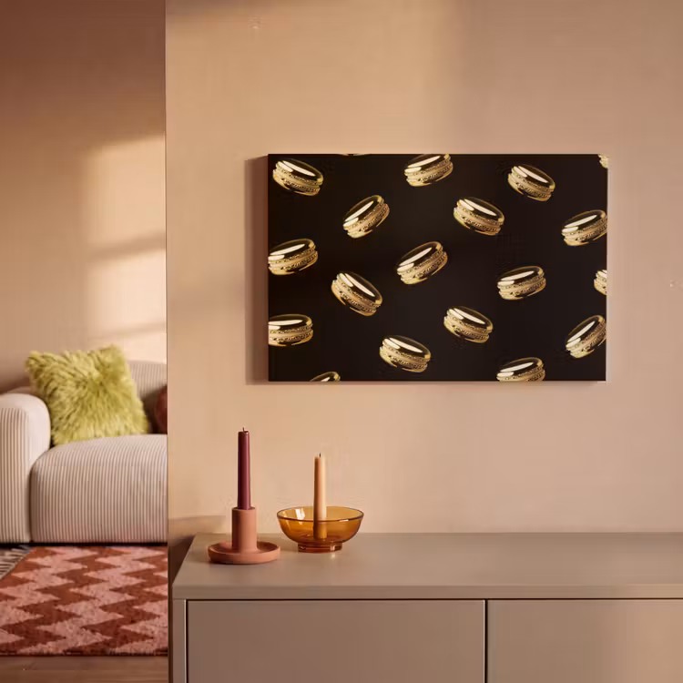 Macarons - Patroon - Goud - Zwart canvas 2cm klein -sfeer1