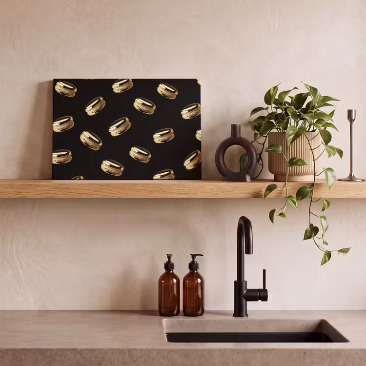 Macarons - Patroon - Goud - Zwart canvas 2cm klein -sfeer6