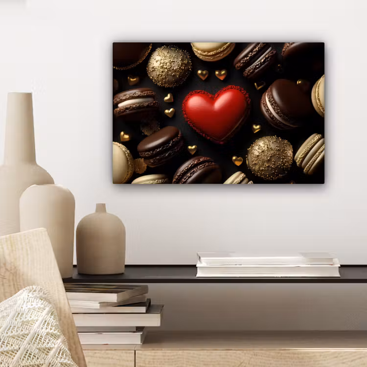 Macarons - Rood - Hart canvas 2cm klein -closeup_print_DE