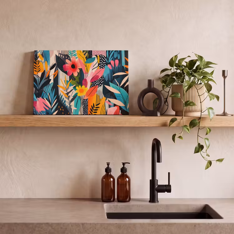 Schilderij - Abstract - Bloemen - Roze canvas 2cm klein -closeup_print_DE