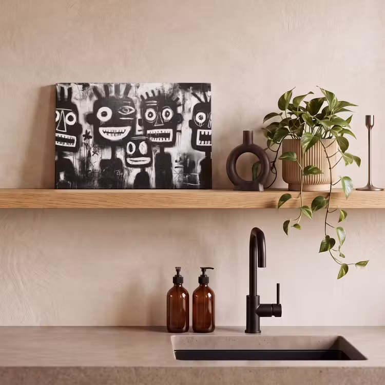 Schilderij - Figuren - Zwart - Abstract canvas 2cm klein -closeup_print_DE