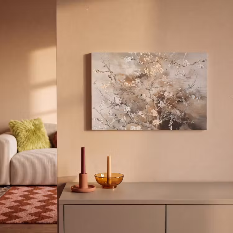Amandelbloesem - Kunst - Van Gogh - Beige - Abstract canvas 2cm klein -sfeer1