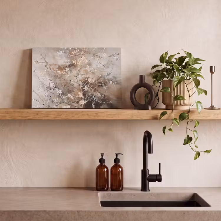 Amandelbloesem - Kunst - Van Gogh - Beige - Abstract canvas 2cm klein -sfeer3