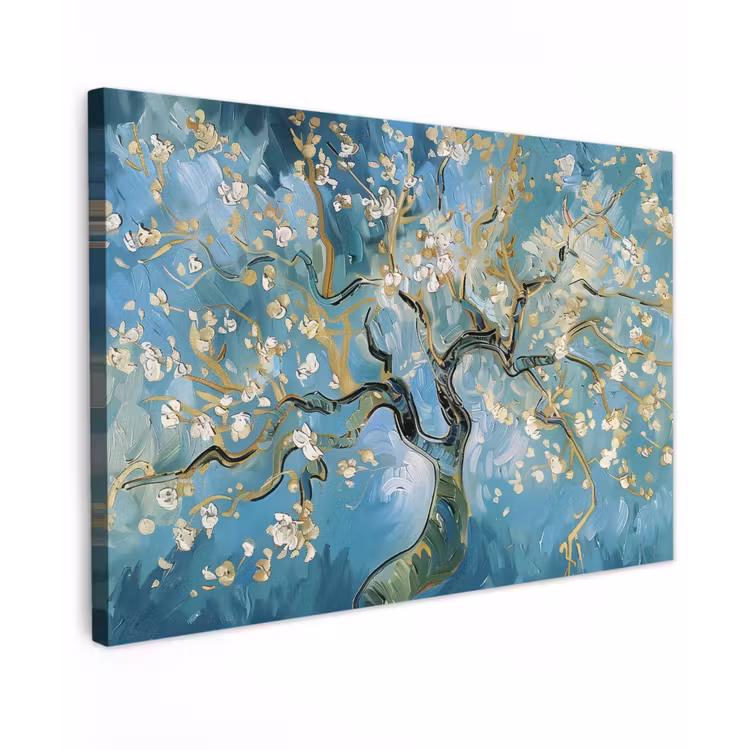 Amandelbloesem boom - Blauw - Abstract canvas 2cm klein -z3d