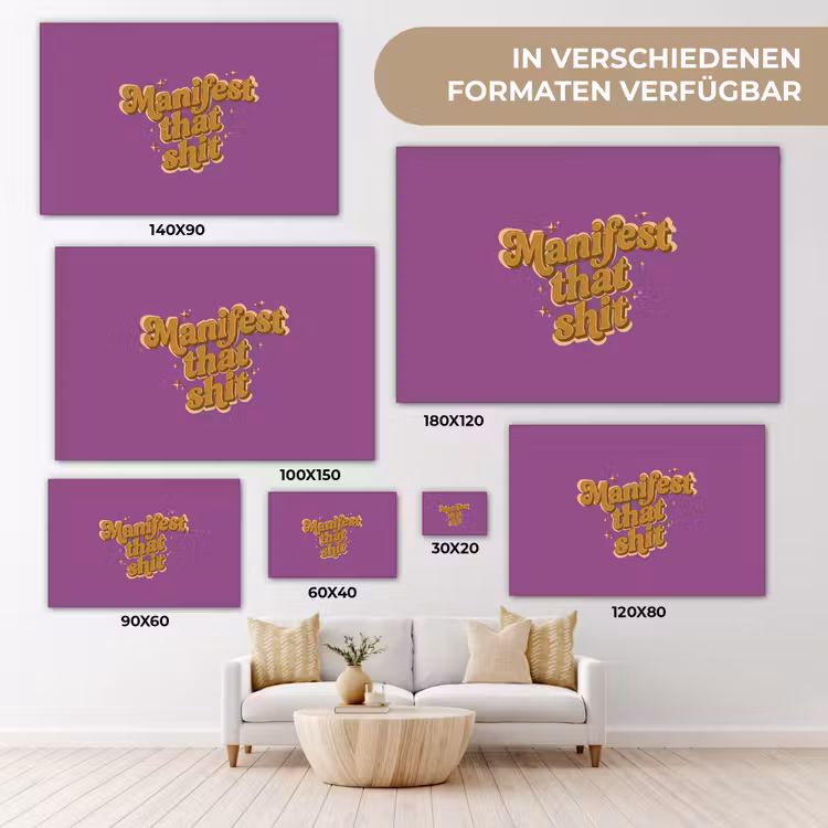 Manifest that shit - Paars - Glitter canvas 2cm klein -Xsfeer8_DE