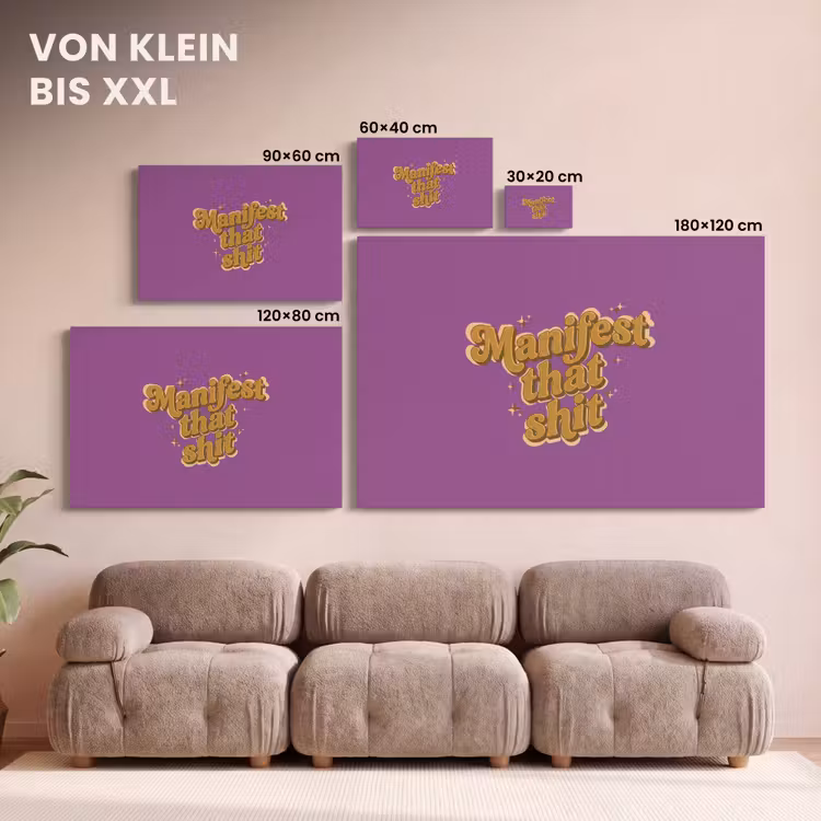 Manifest that shit - Paars - Glitter canvas 2cm klein -Xsfeer8_DE