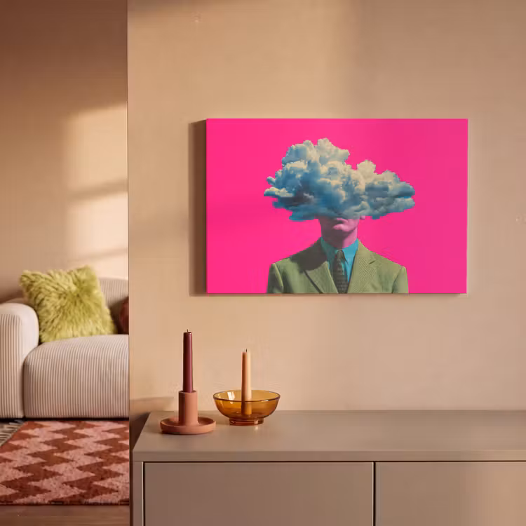 Man - Pak - Wolk - Roze canvas 2cm klein -sfeer1