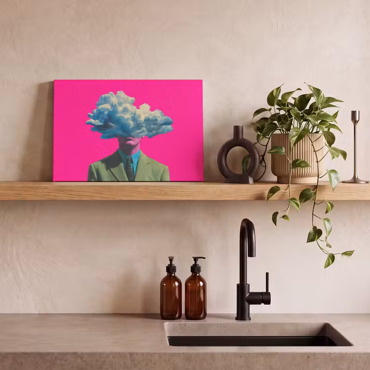Man - Pak - Wolk - Roze canvas 2cm klein -sfeer6