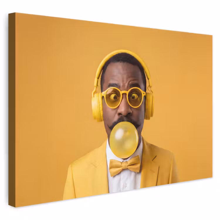 Man - Bubblegum - Portret - Geel - Modern canvas 2cm klein -3d