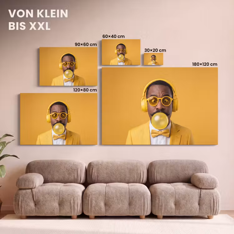 Man - Bubblegum - Portret - Geel - Modern canvas 2cm klein -Xsfeer8_DE