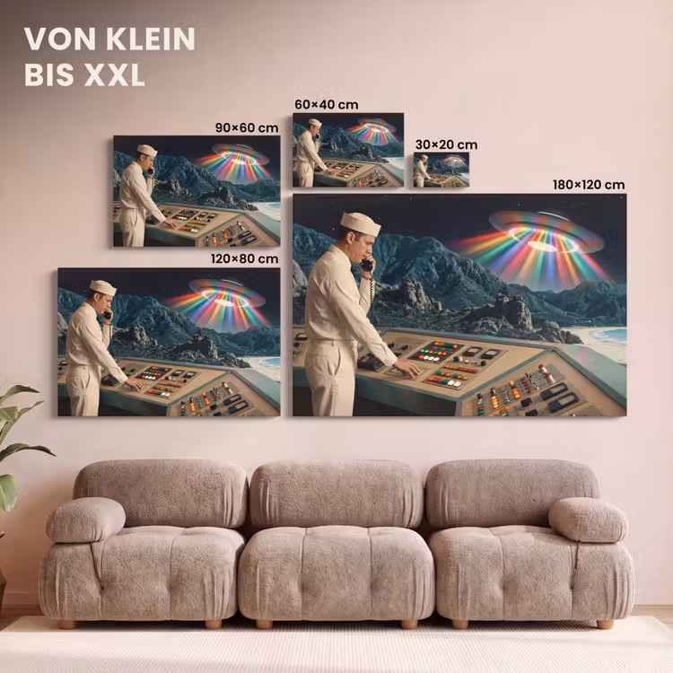 Leinwandbild - Mann – Kontrollraum – Strand - Man - Controlekamer - Strand canvas 2cm klein