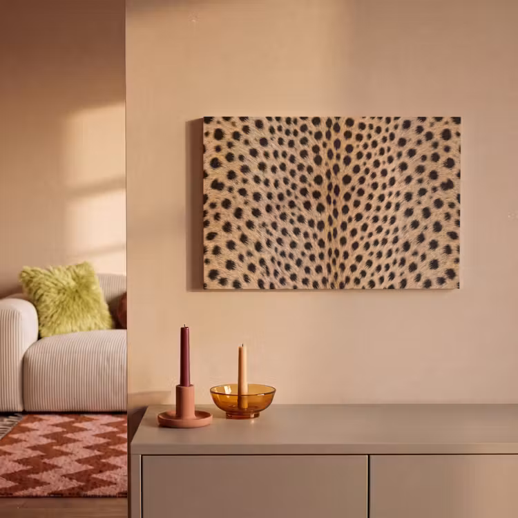Vacht - Jachtluipaard - Zwart - Wit canvas 2cm klein -sfeer1