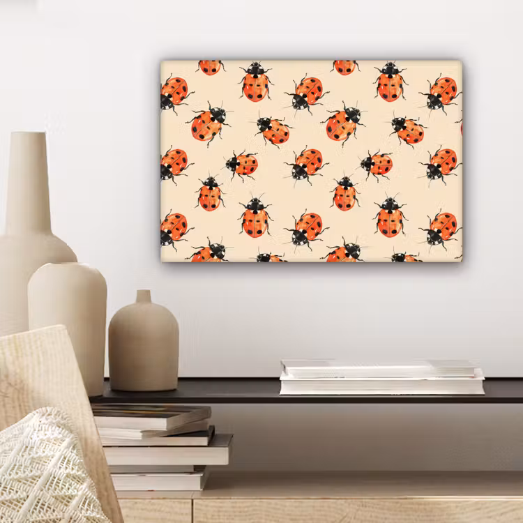 Lieveheersbeestjes - Patroon - Rood canvas 2cm klein 34 -closeup_print_DE