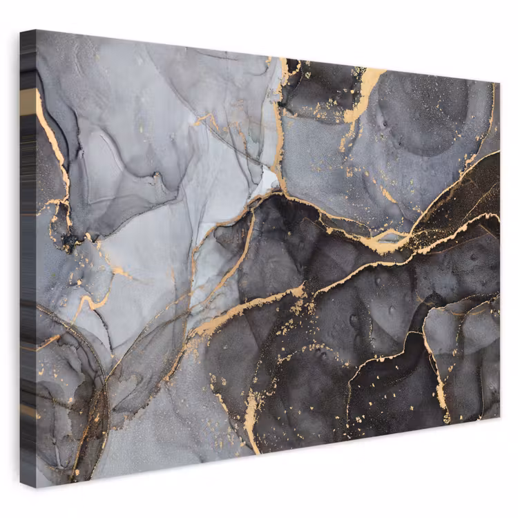 Marmer - Abstract - Goud - Grijs canvas 2cm klein -z3d