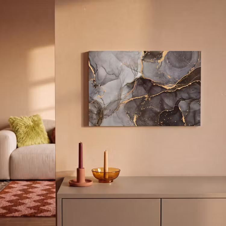 Marmer - Abstract - Goud - Grijs canvas 2cm klein -sfeer1