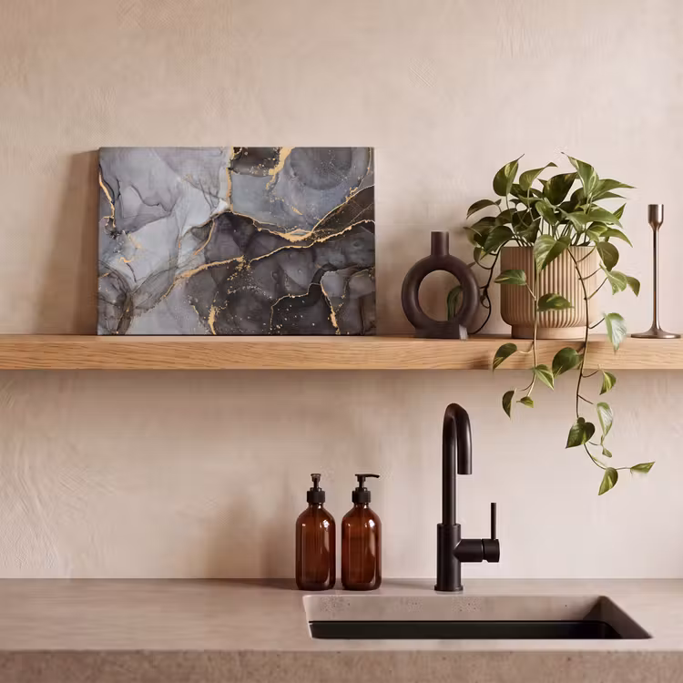 Marmer - Abstract - Goud - Grijs canvas 2cm klein -Xsfeer7_DE