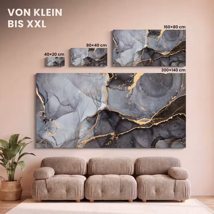 Marmer - Abstract - Goud - Grijs canvas 2cm klein -Xsfeer8_DE