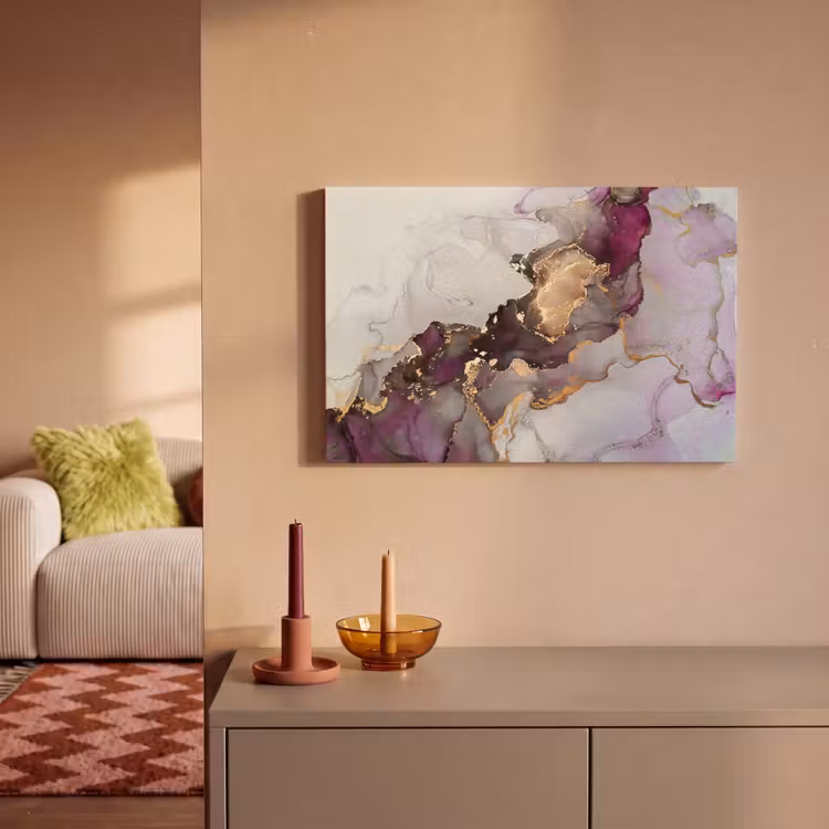 Marmer - Abstract - Goud - Paars canvas 2cm klein -sfeer1