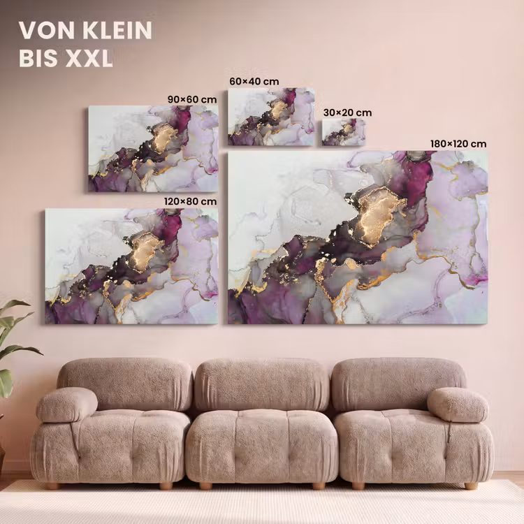 Marmer - Abstract - Goud - Paars canvas 2cm klein -Xsfeer8_DE