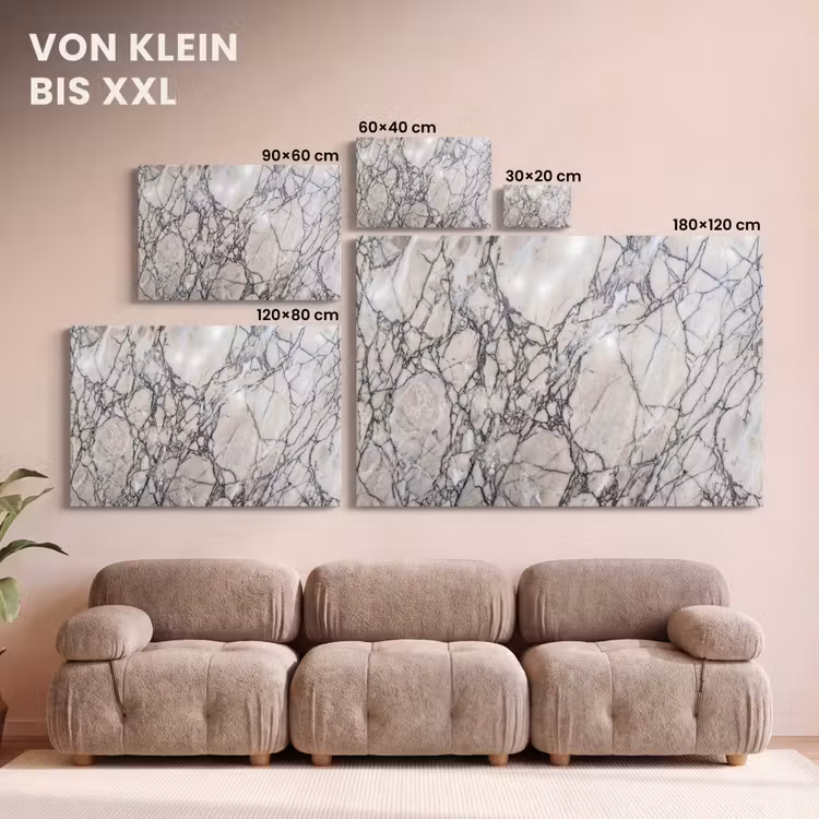 Marmer - Aderen - Patroon - Wit - Grijs canvas 2cm klein -Xsfeer8_DE