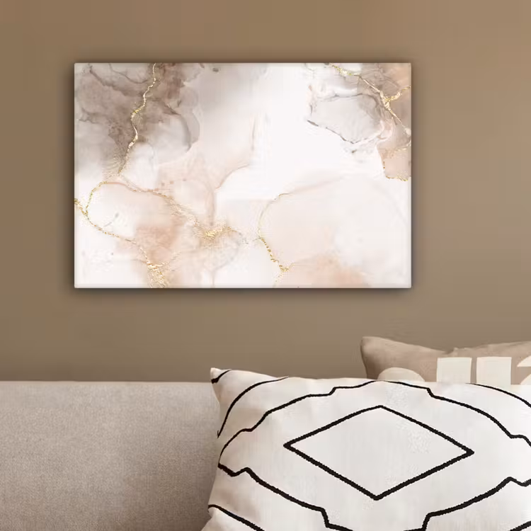 Marmer - Bruin - Gouden canvas 2cm klein -sfeer3