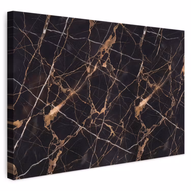 Marmer - Goud - Abstract - Zwart canvas 2cm klein -3d