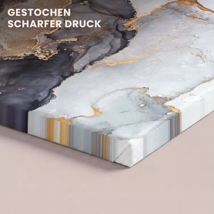 Marmer - Goud - Abstract - Zwart Wit - Luxe canvas 2cm klein -closeup_print_DE